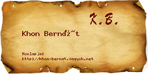 Khon Bernát névjegykártya